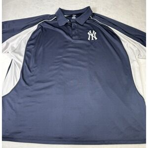 Vintage New York Yankees Polo Shirt Mens 6XL Blue Majestic Performance MLB
